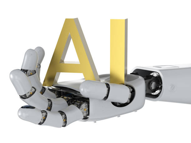 ai technology concept with 3d rendering humanoid robot with ai text